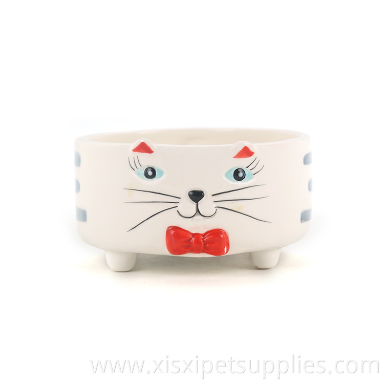 Luxury Cute Pet Feeding Bowl Cat Pictured Ceramic Pet Dog Bowl